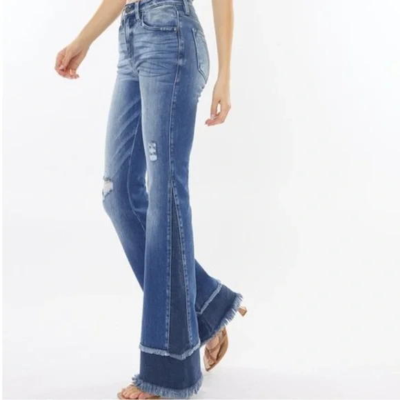 Restocked KanCan High Rise Flare Slightly Distressed Jeans - Picture 2 of 6
